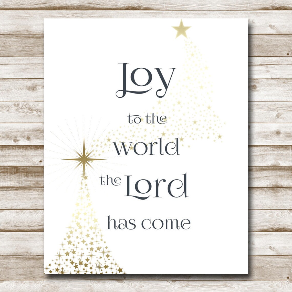 Joy to the World the Lord Has Come Gold Star Christmas Quote Poster - Image 4