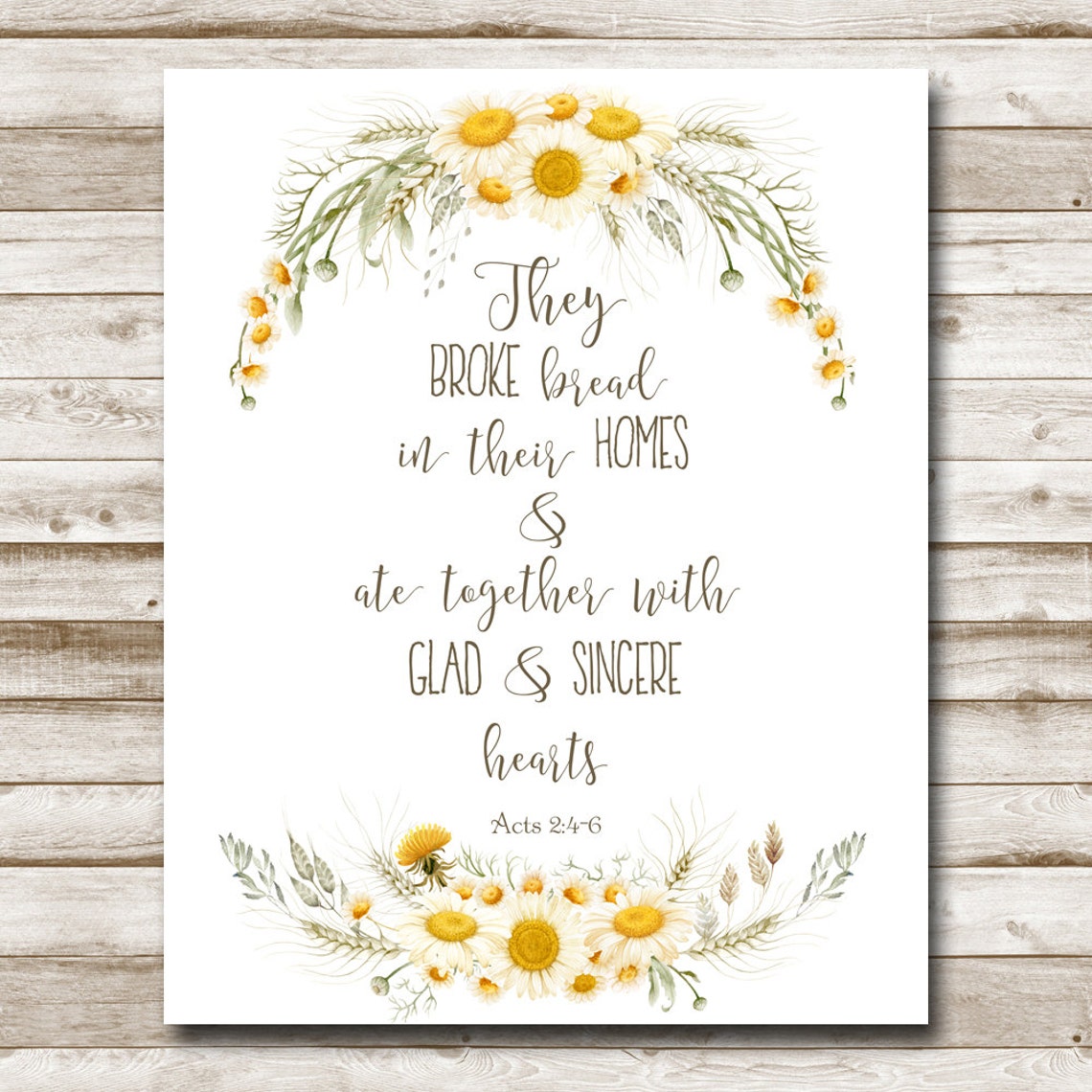 They Broke Bread In Their Homes Acts 24 6 Scripture Sign Dining Room Wall Art Bible Print 5x7 8x10 11x14 16x20 Kitchen Diy Decor - Image 4