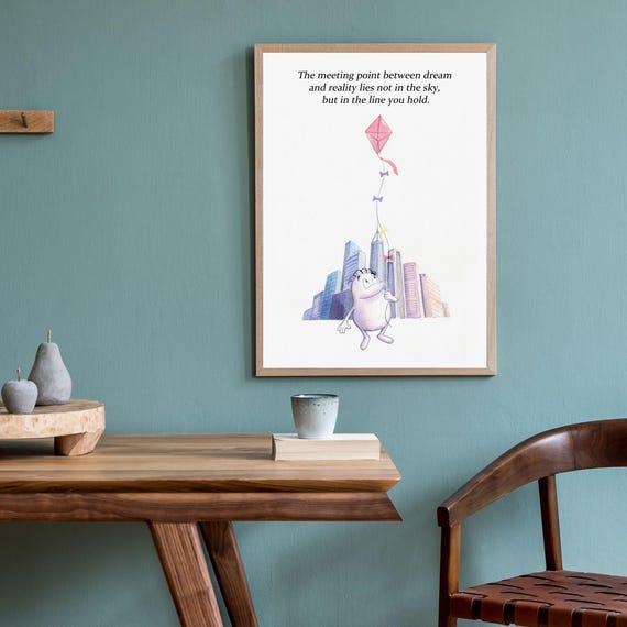 Dreams And Realitymotivational Quote Wall Artdigital Poster Minimalist Hand Drawnfunnywarmhealingspecial Gift