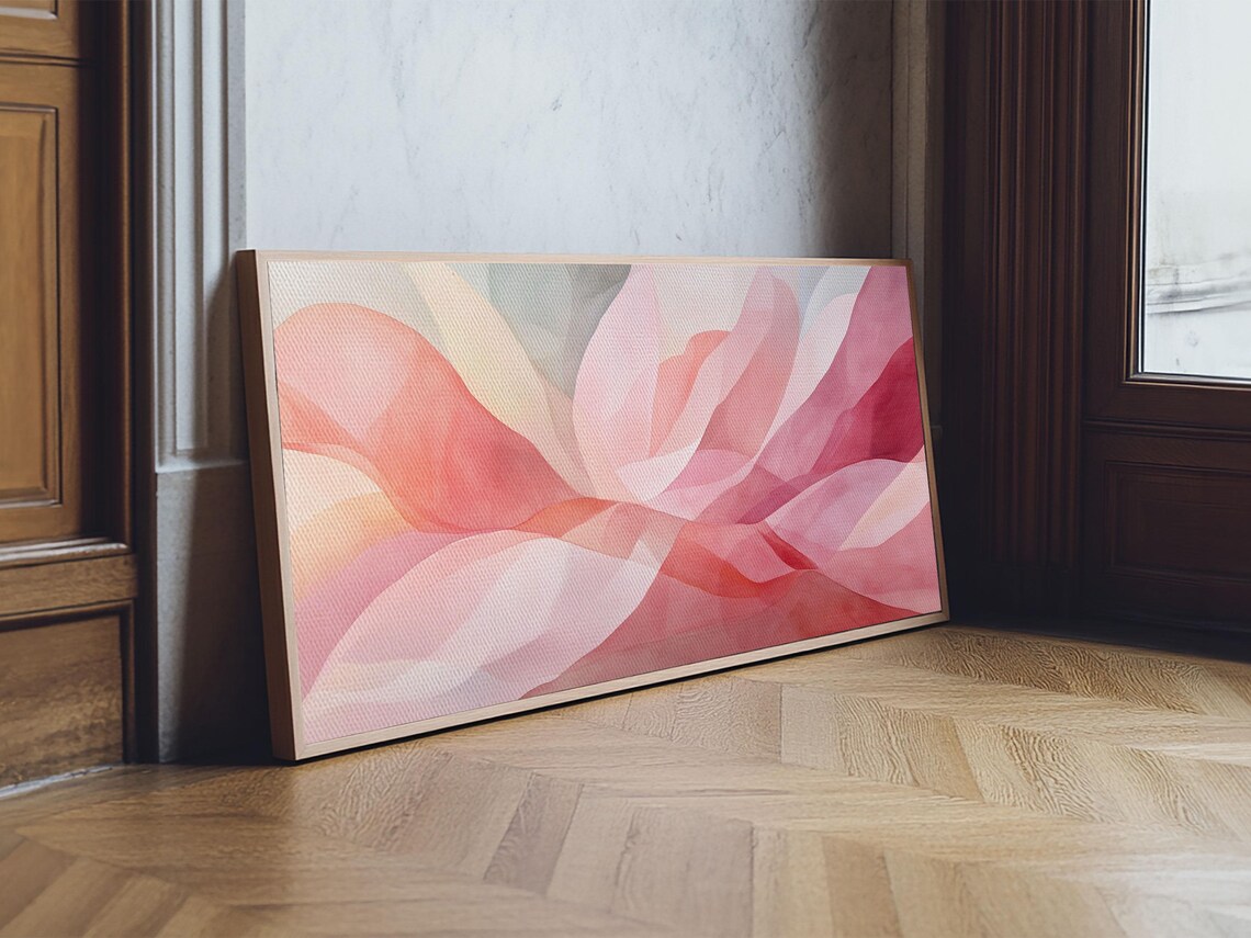 Pink Abstract Floral Petals Soft Watercolor Modern Bloom Wall Art