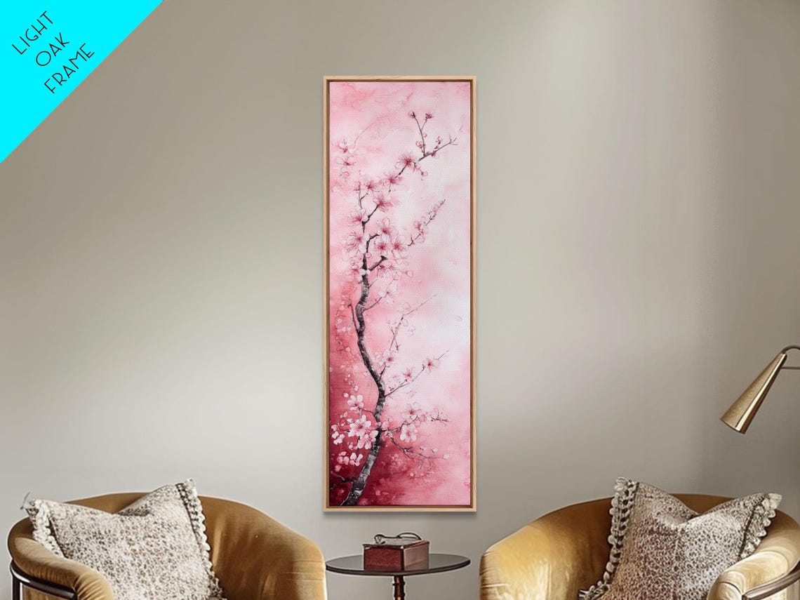 Cherry Blossom Tree Watercolor Pink Blossom Spring Tall Wall Art - Image 3