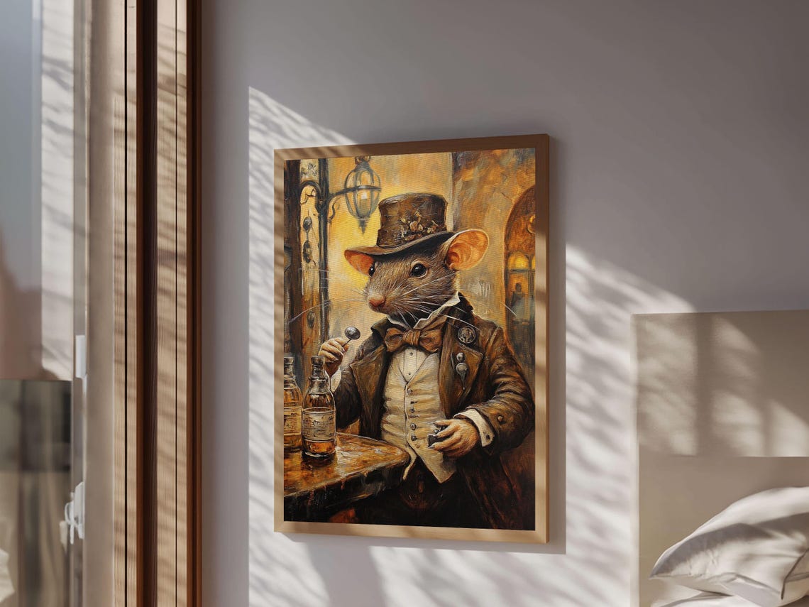 Dapper Gentleman Rat Victorian Suit Painting Funny Animal Poster - Image 5