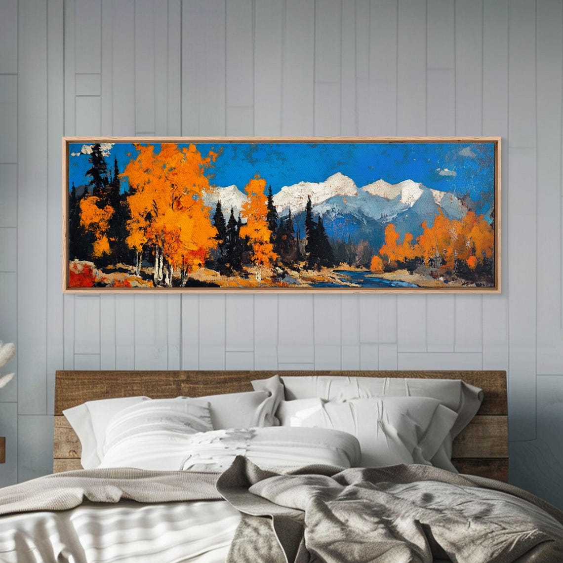 Autumn Birch Trees Mountain Lake Snow Peaks Fall Landscape Poster - Image 4