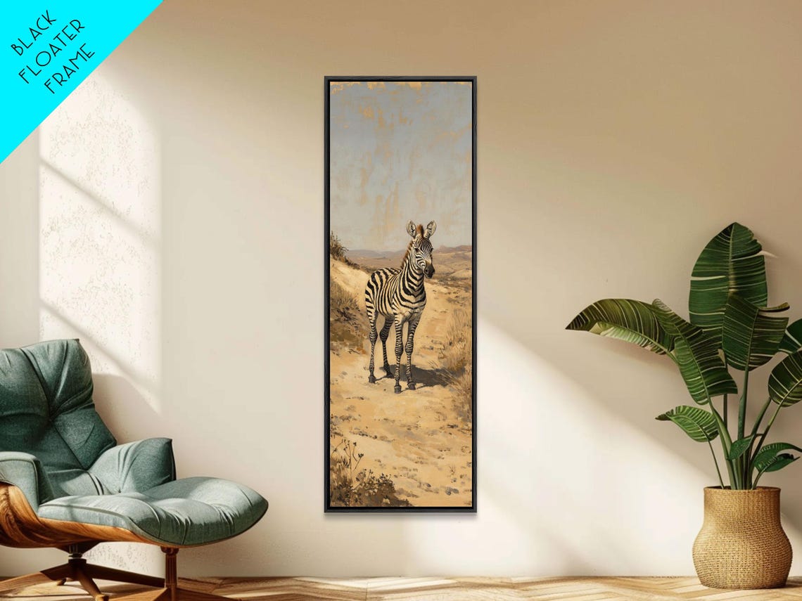 Zebra in Golden Savanna Grassland Painterly Wildlife Wall Art - Image 5