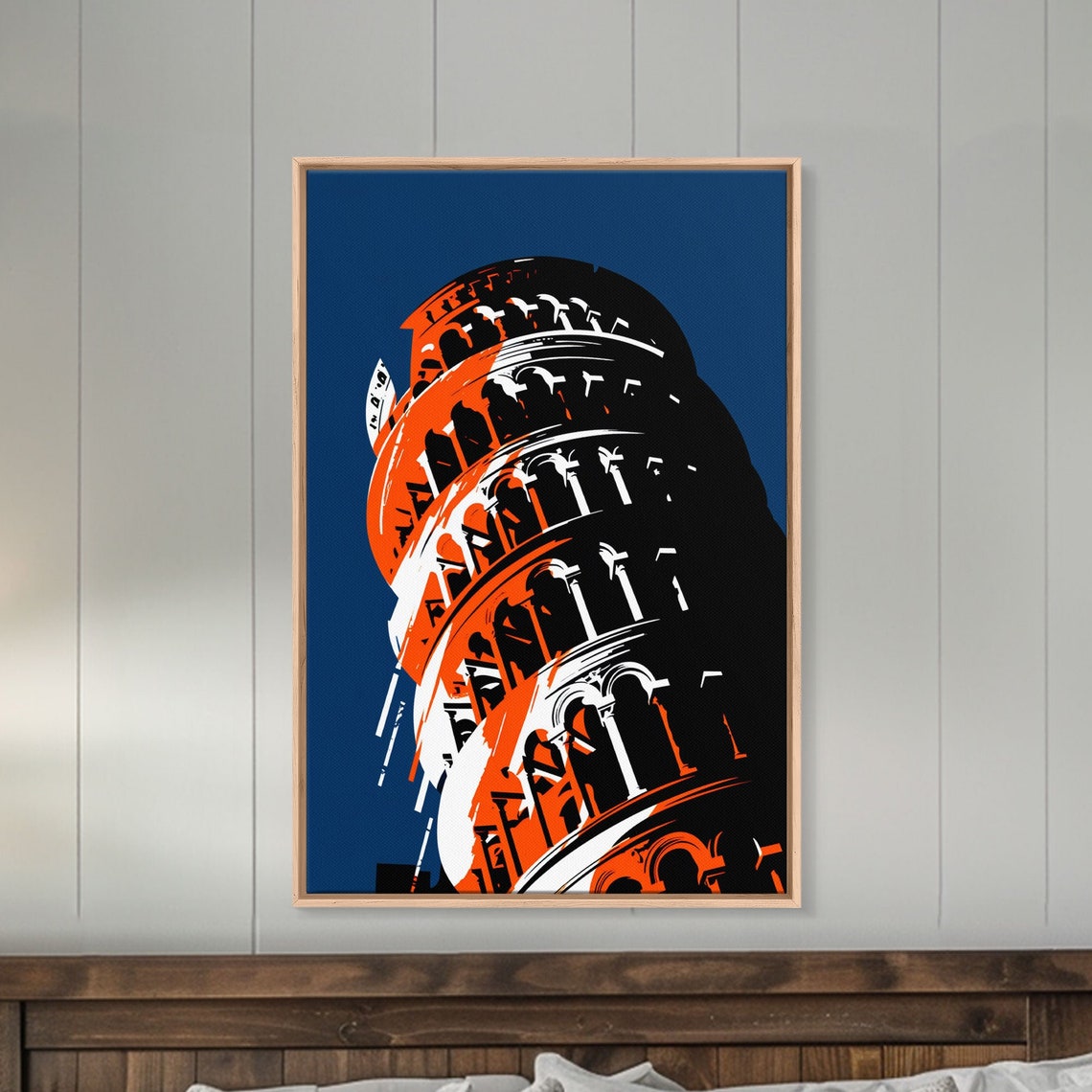 Colorful Printed Of The Leaning Tower Of Pisa In Rome Italy Italian Wall Art Print Italy Travel Poster Art Abstract Art - Image 3