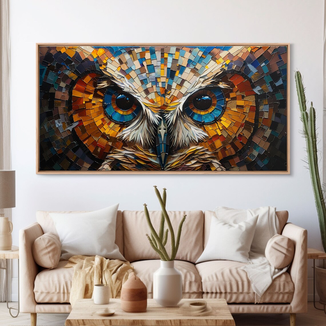 Owl On The Hunt, Stained Glass Style Moon Poster - Image 3