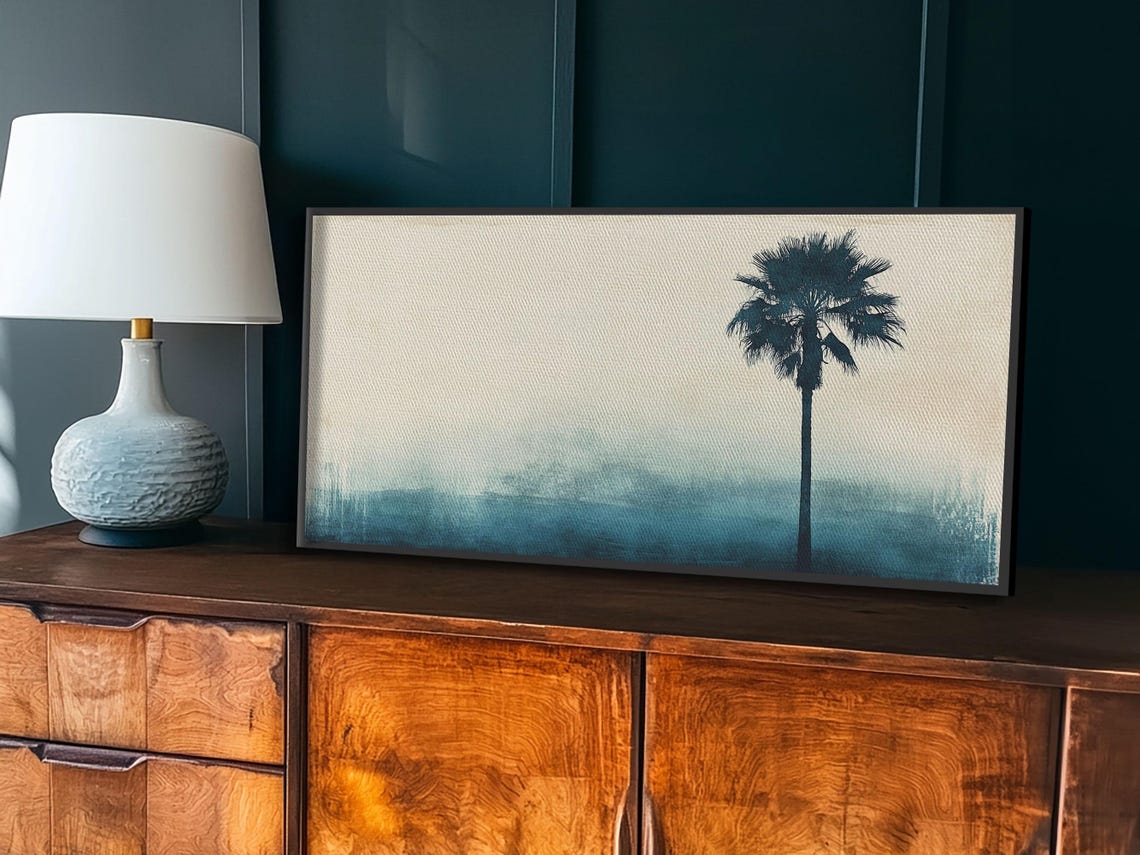 Abstract Palm Tree Nautical Oil Painting Print Ready To Hang