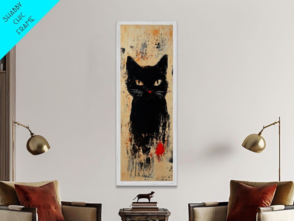 Black Cat Abstract Face Modern Bold Brushstroke Painting Print - Image 6