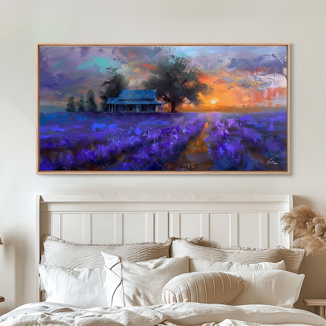 Lavender Field At Dusk Moody Landscape Art Framed Print Boho Decor Lavender Art Rustic Bedroom Decor - Image 5