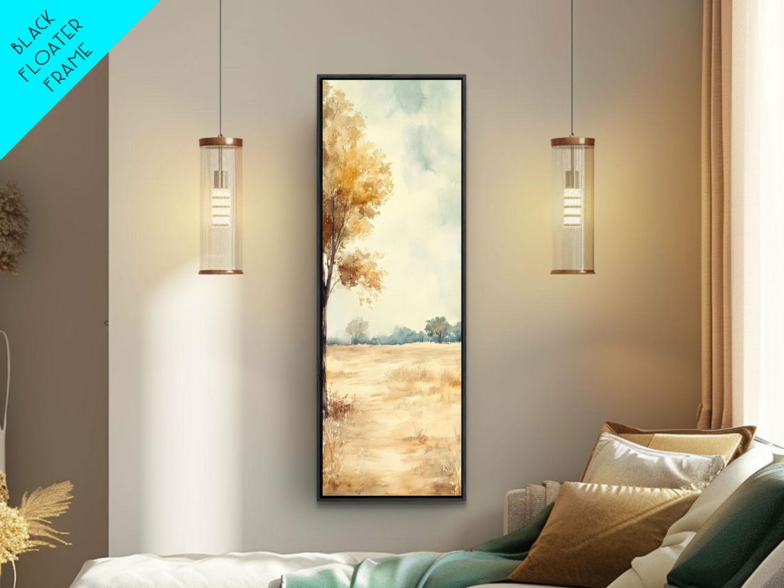 Golden Oak Tree Autumn Landscape Watercolor Nature Scene Poster