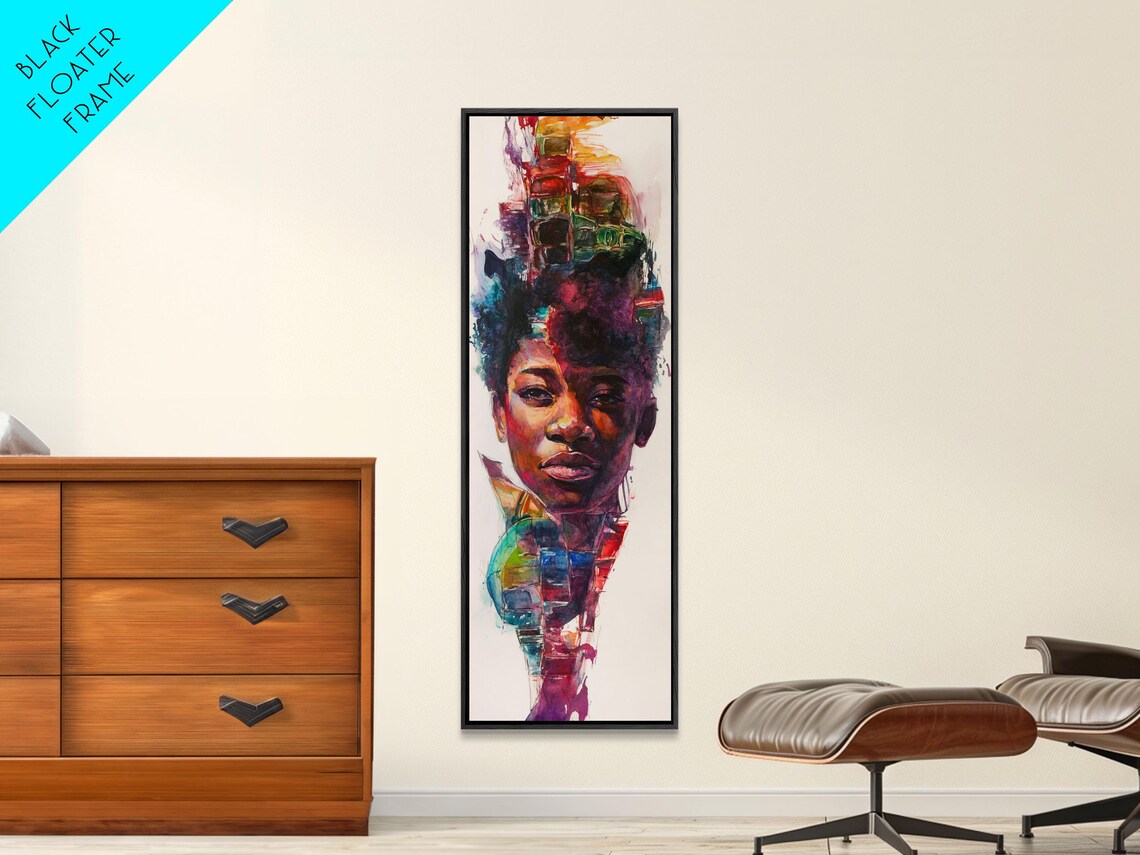 African Woman Portrait Colorful Abstract Watercolor Art Poster - Image 2