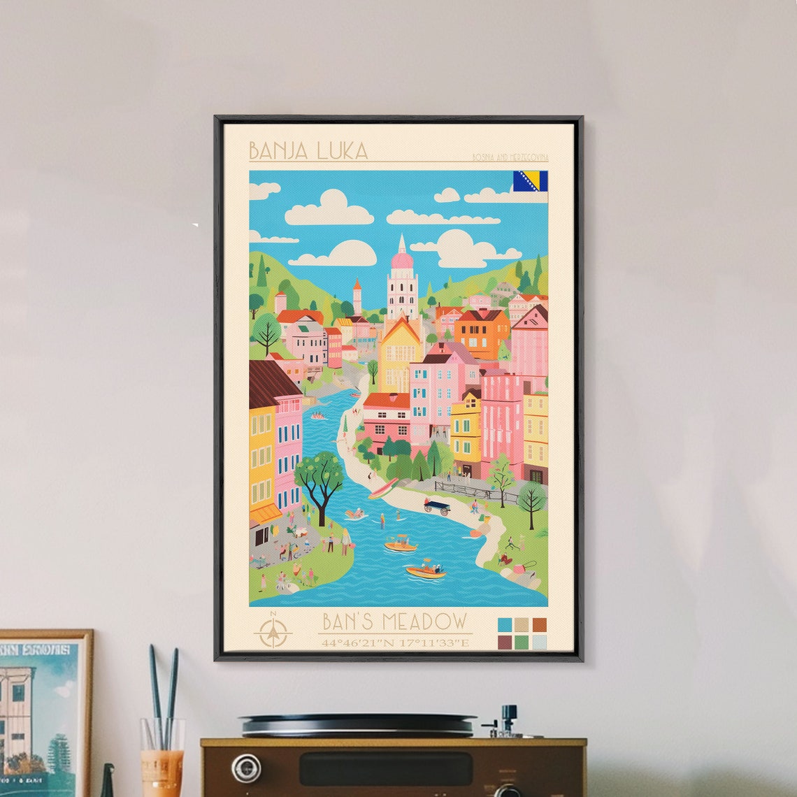 Banja Luka Bosnia Herzegovina Riverside Town Bell Tower Beach Poster - Image 4