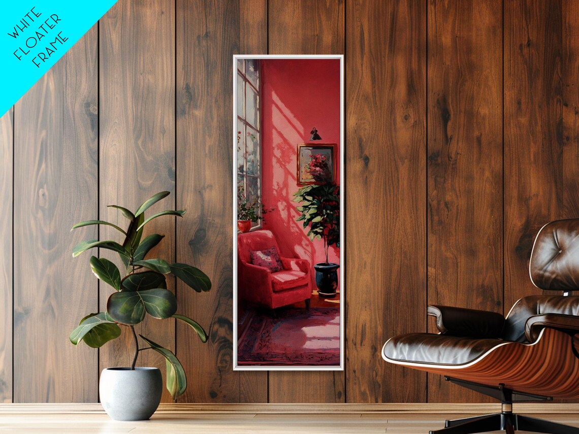 Cozy Pink Reading Nook Interior Painting Cottagecore Art Poster - Image 3