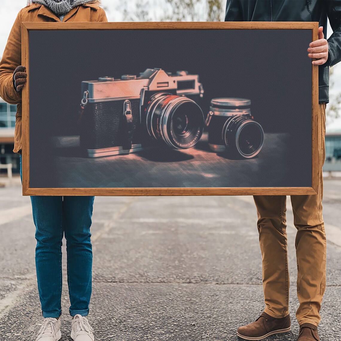 Vintage Film Camera Still Life Retro Photography Gear Moody Dark Wall Art Poster - Image 3