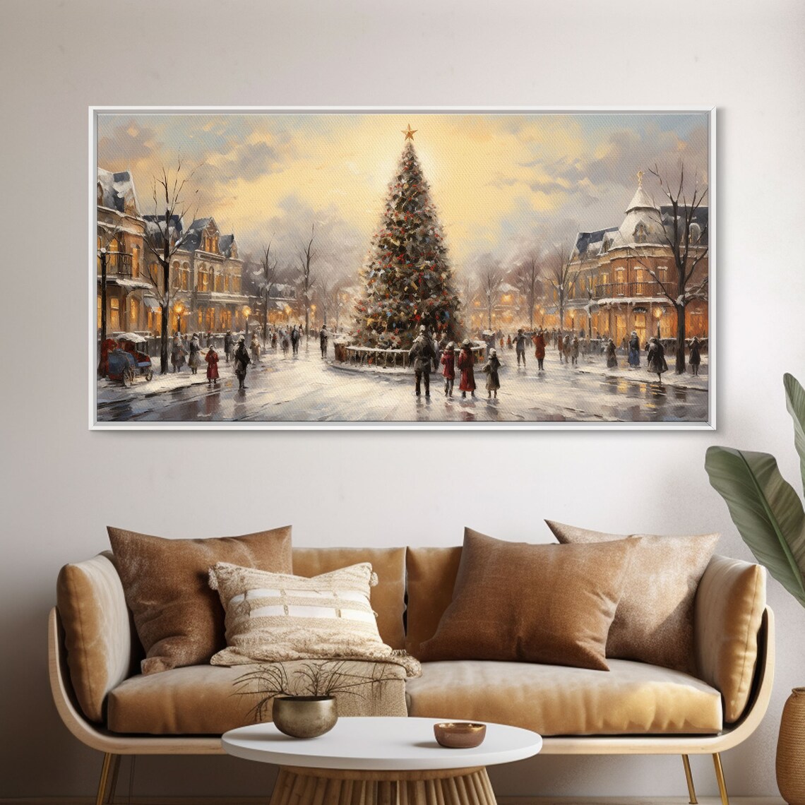 Retro Christmas Village Art Print, Winter Wonderland