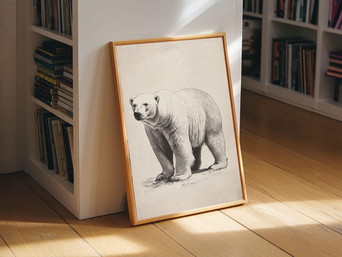 Polar Bear Standing Sketch Minimalist Arctic Animal Wall Poster - Image 4