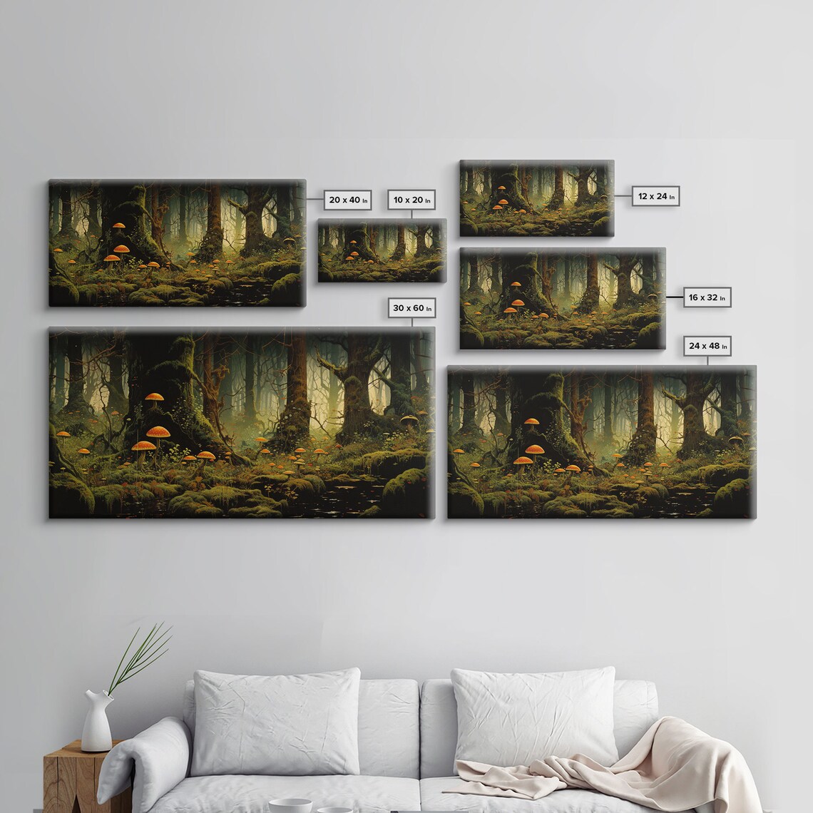 Mushroom Enchanted Forest Landscape Art Print - Image 2