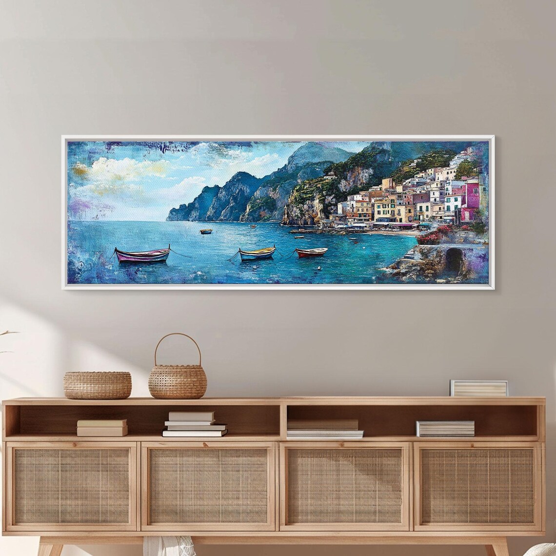 Italian Seaside, Summer in Italy Oil Painting Art Print