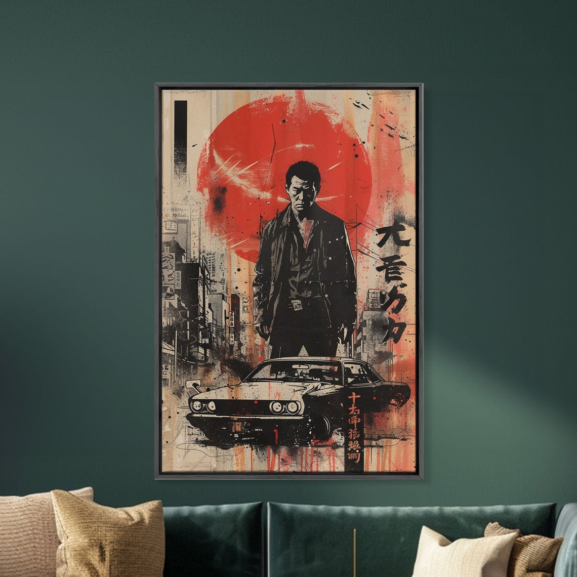 Tokyo Detective Film Noir Poster Man in Suit with Classic Car Art - Image 3