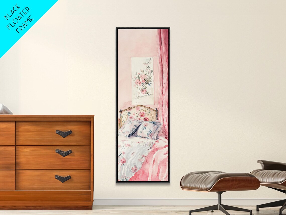 Pink Vintage Bedroom Floral Bedding Romantic Cottage Art Poster - Image 6