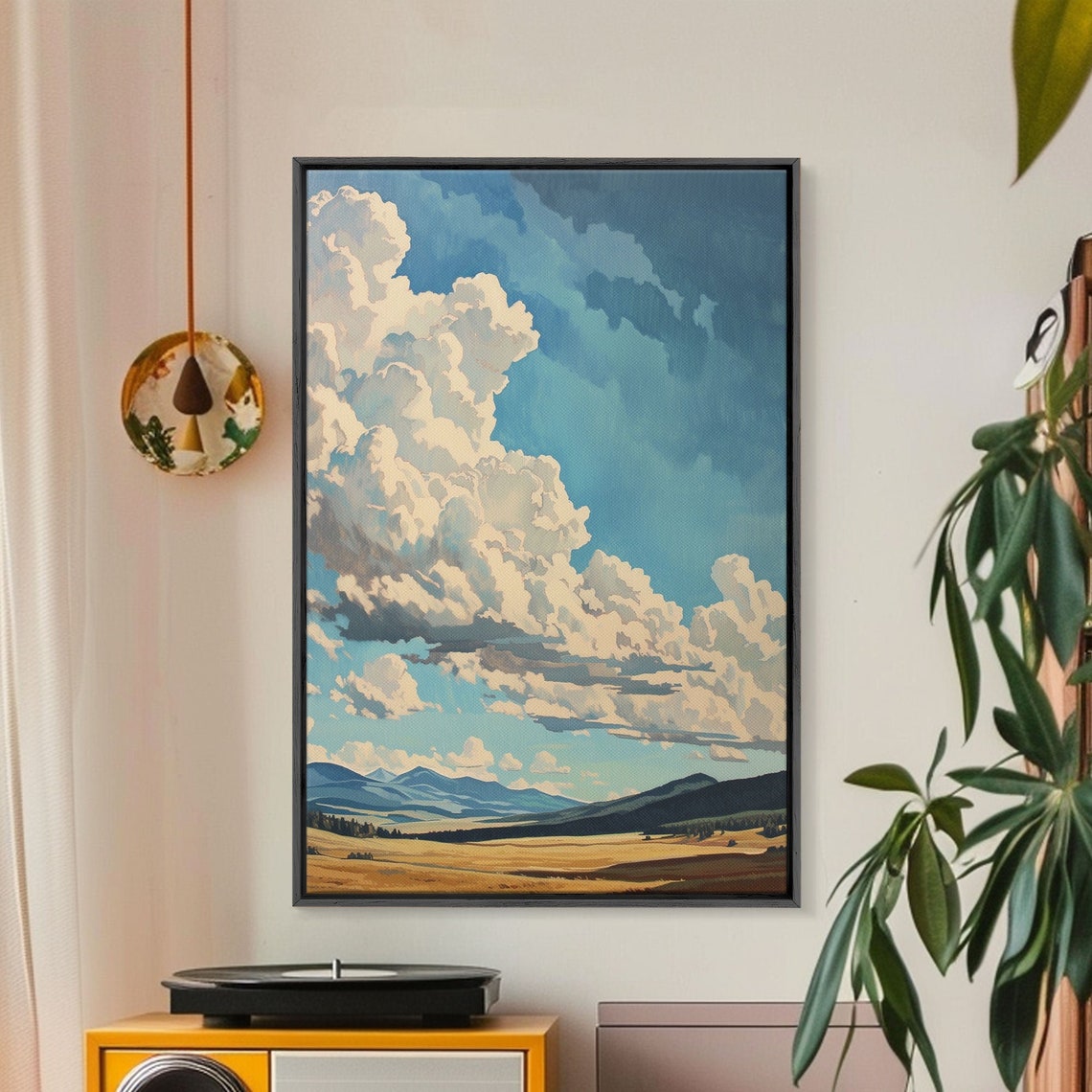 Wyoming Mountain Plains Oil Painting Big Sky Clouds Landscape Poster - Image 5