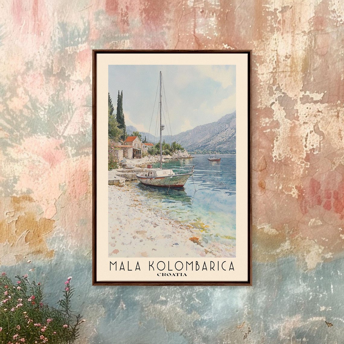 Mala Kolombarica Croatia Sailboat Harbor Pebble Shore Cypress Poster - Image 4