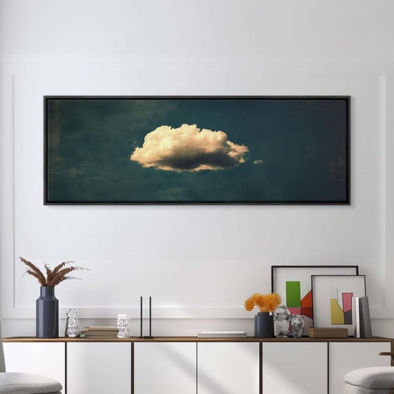 The Lonely Cloud Framed Print Vintage Moody Cloud Wall Art Single Cloud In A Blue Sky Vintage Above Bed Boho Art