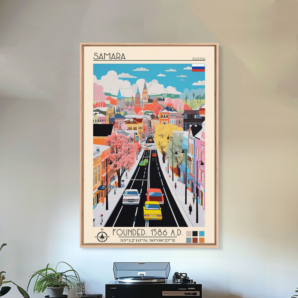 Samara Russia Old Town Colorful Street View Skyline Travel Poster - Image 2