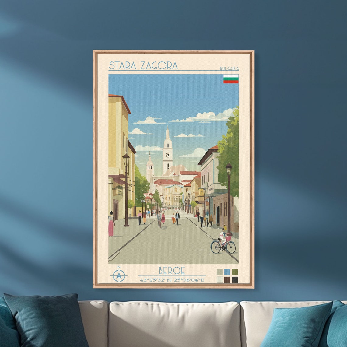 Stara Zagora Bulgaria Old Town Street Clock Tower View Travel Poster - Image 5
