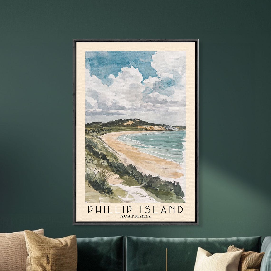 Phillip Island Australia Sandy Bay Grassy Dunes Cloudy Sky Poster - Image 5
