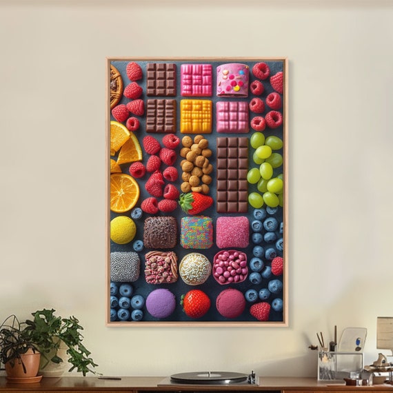 Colorful Art Print Of Candy And Fruit Photography Kitchen Wall Art Printed And Framed Art Restaurant Wall Art Food Art