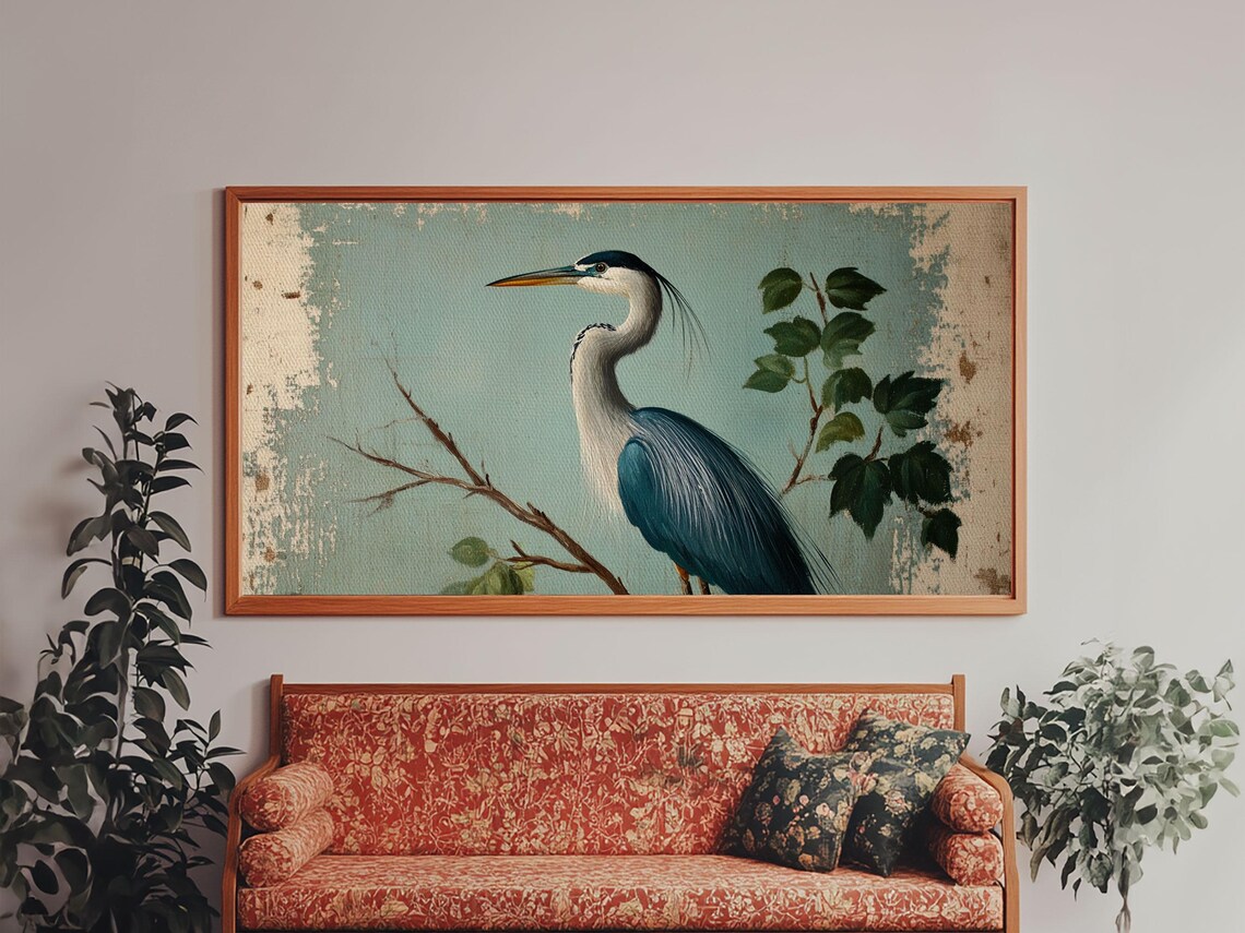 Blue Heron Funky Painting Art Print, Great Blue Heron - Image 4