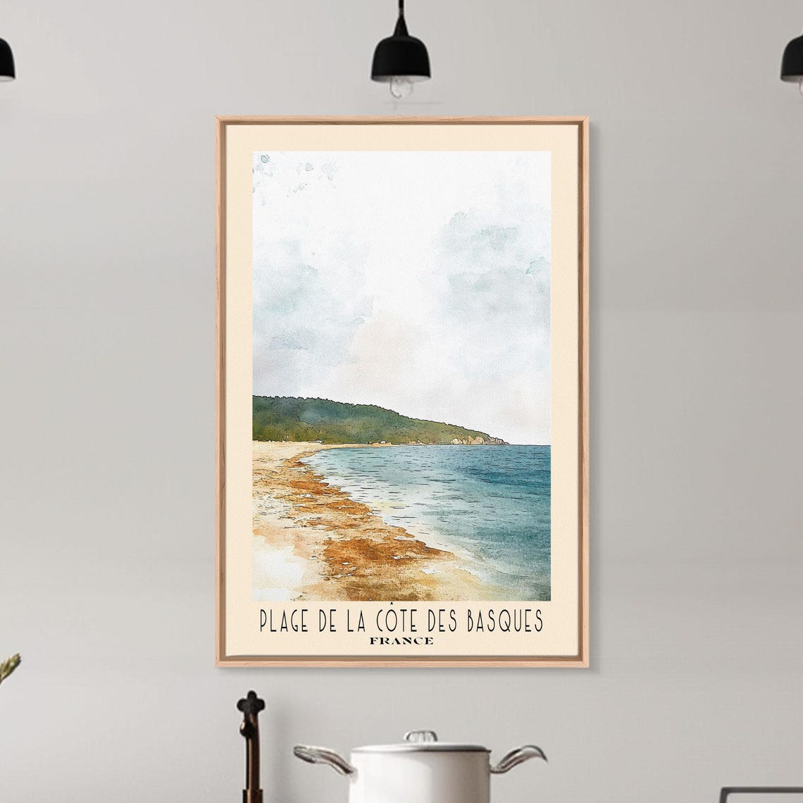 Plage De La Cote Des Basques France Sand Curve Rocky Headland Poster - Image 6