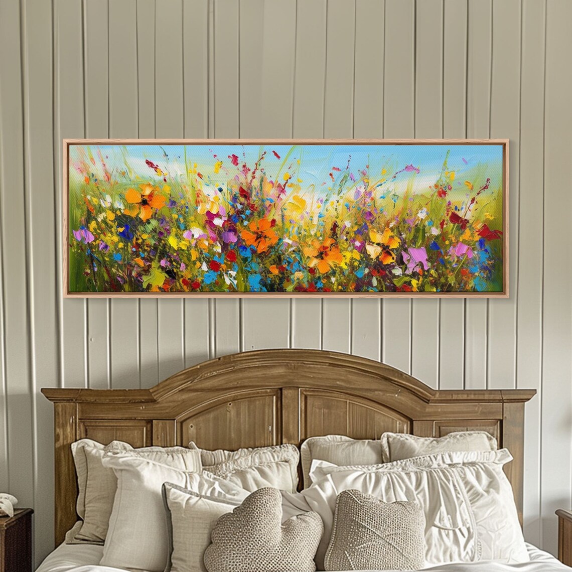 Panoramic Wild Flower Mural, Minimalist Art Print