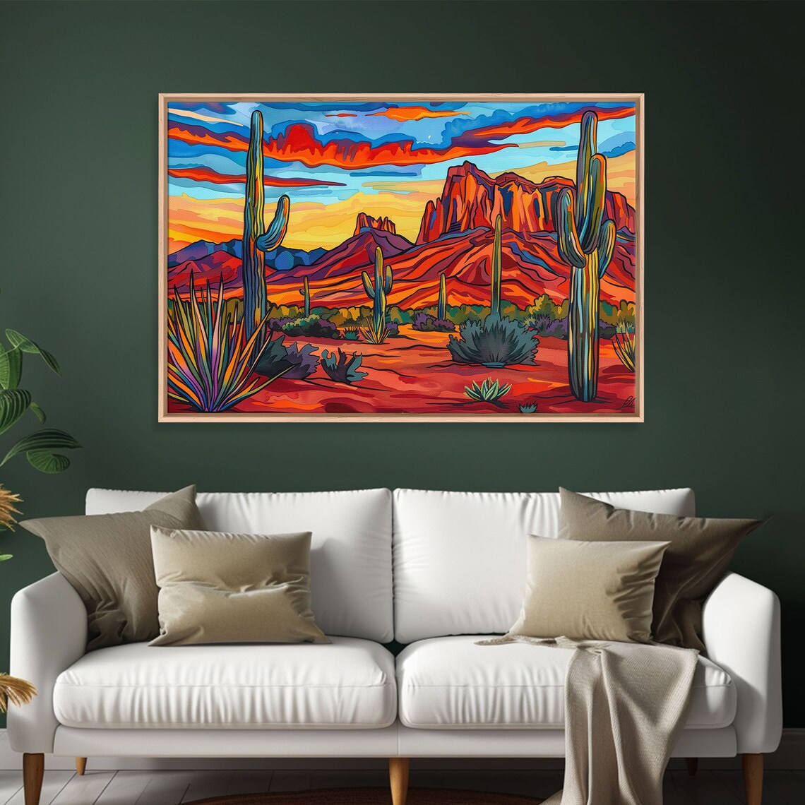 Retro Desert Landscape Art Print, Southwest Arizona