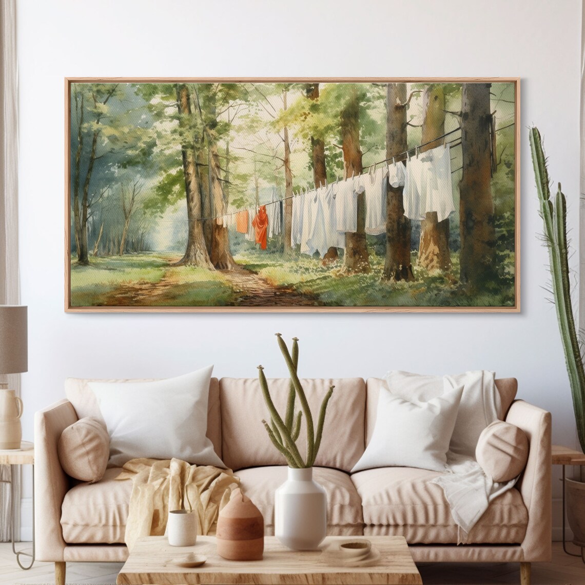 Watercolor Laundry in Woods, Forest Wall Art Print - Image 4