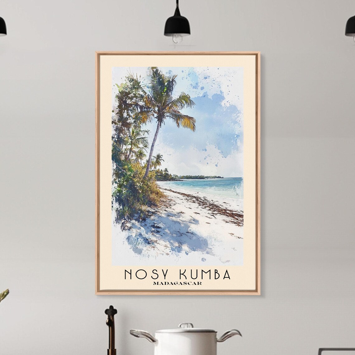 Nosy Kumba Madagascar Palm Tree White Sand Beach Watercolor Poster - Image 6
