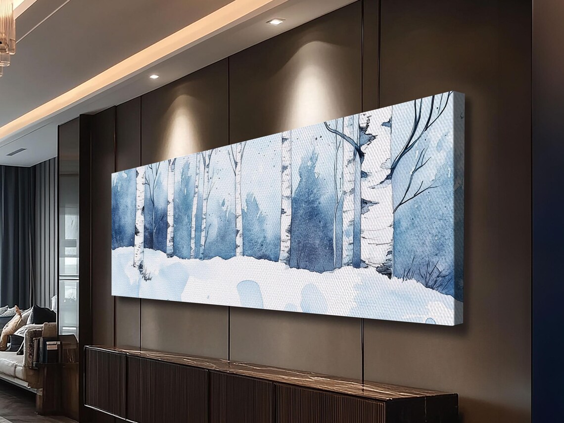 Winter Birch Tree Forest Watercolor Wall Art Print - Image 5