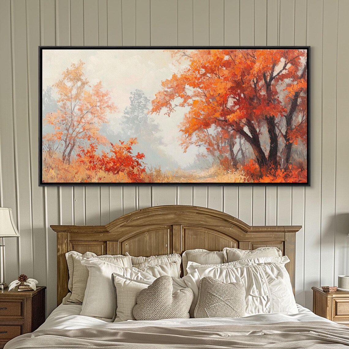 Fall In The Forest Watercolor Orange Trees Soft Autumn Woods Poster - Image 2