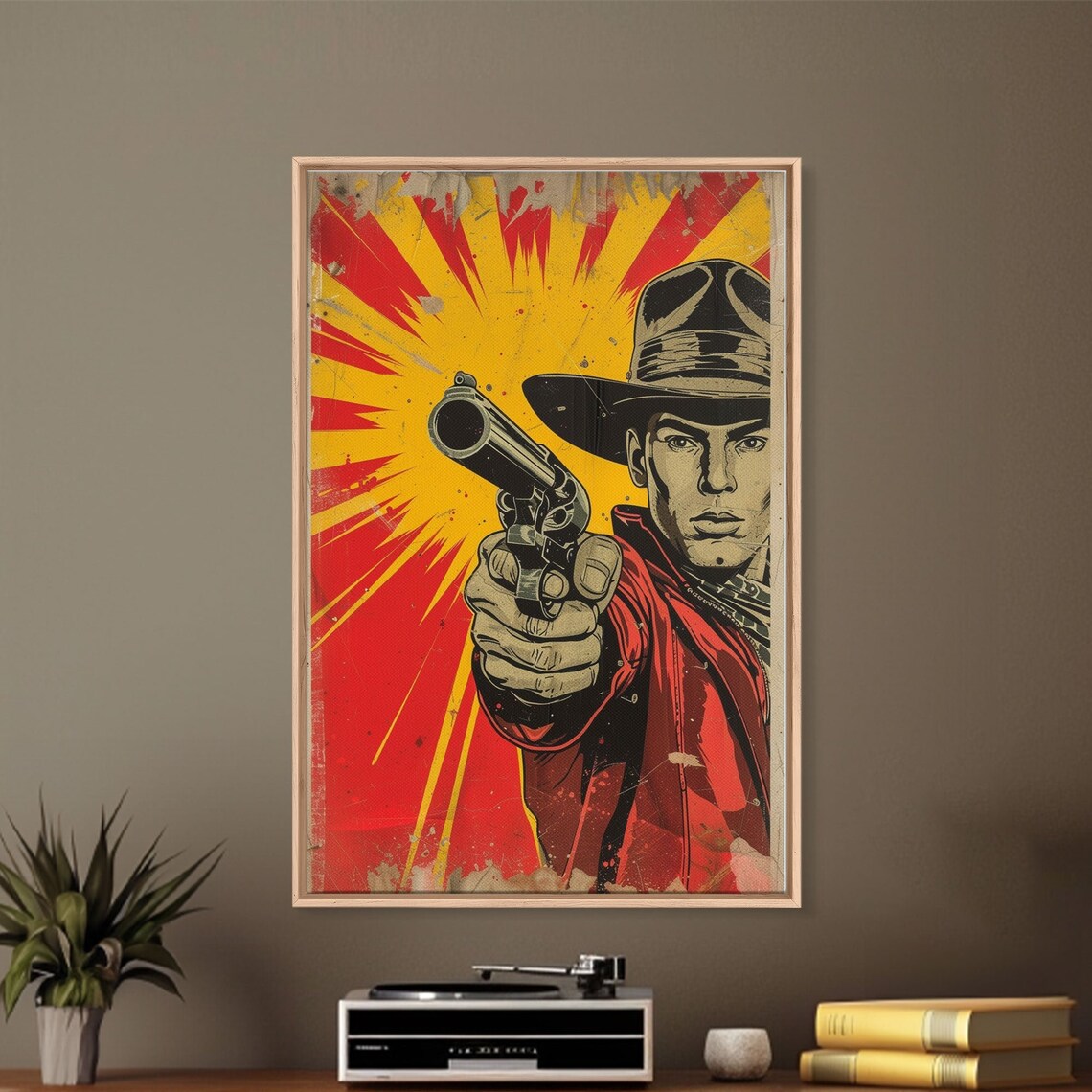 Comic Book-Inspired Cowboy Poster, Retro Western Art