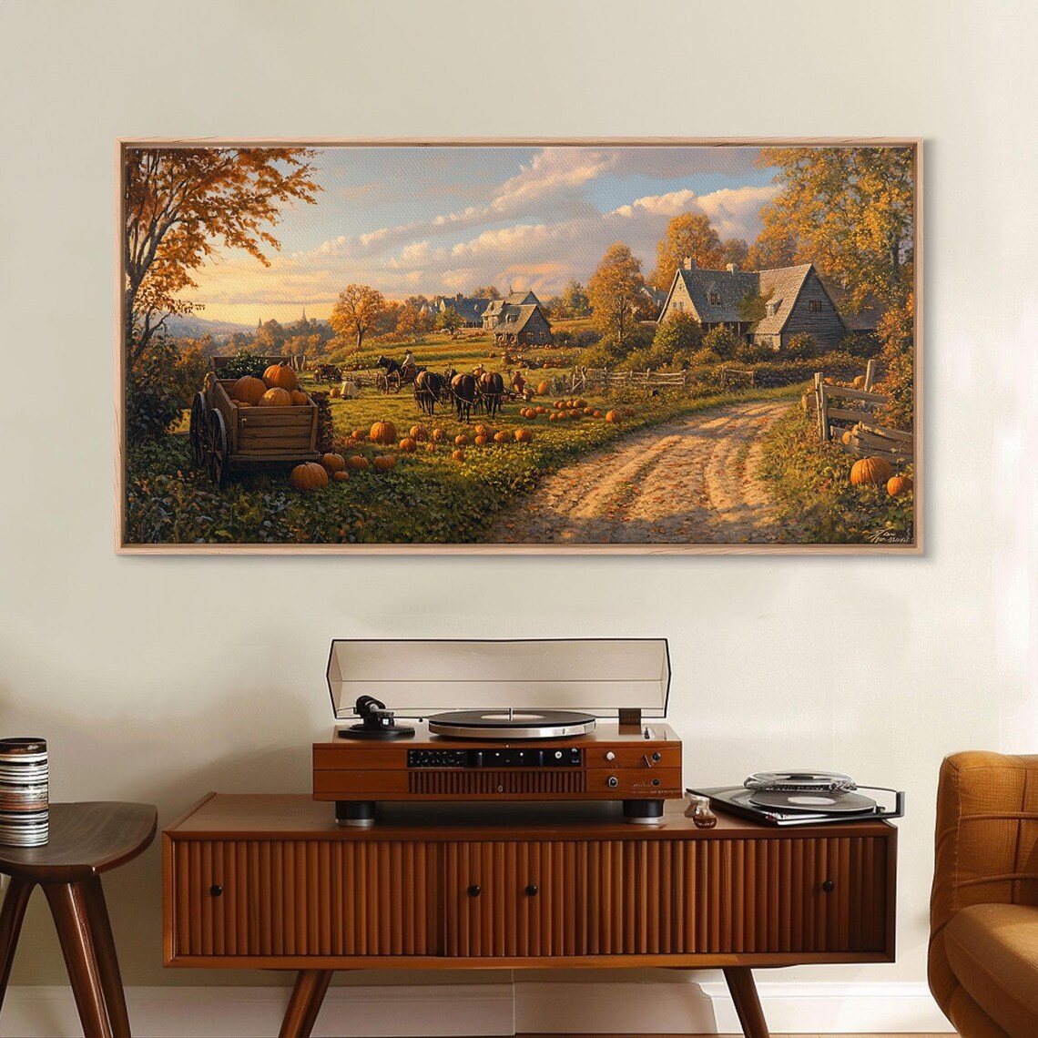 Autumn Pumpkin Harvest, Fall Country Farm Scene Art Print - Image 6