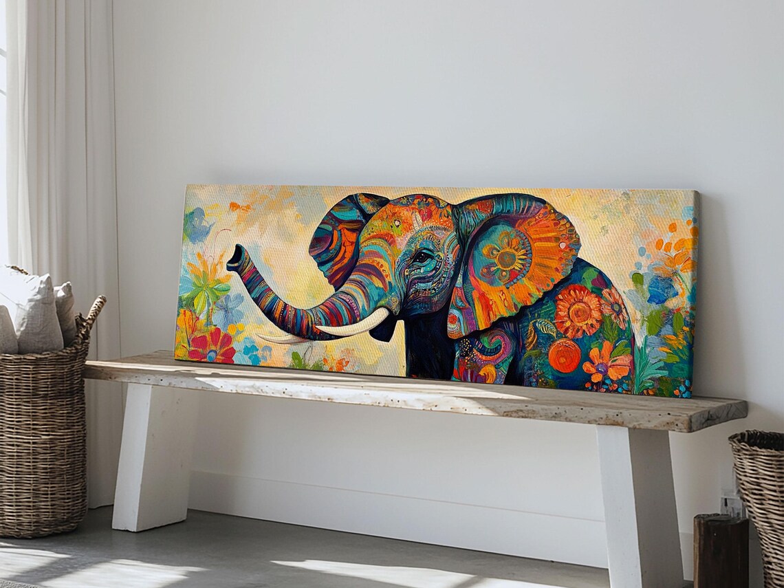 Elephant Abstract Art Print, Whimsical Farmhouse Decor - Image 5