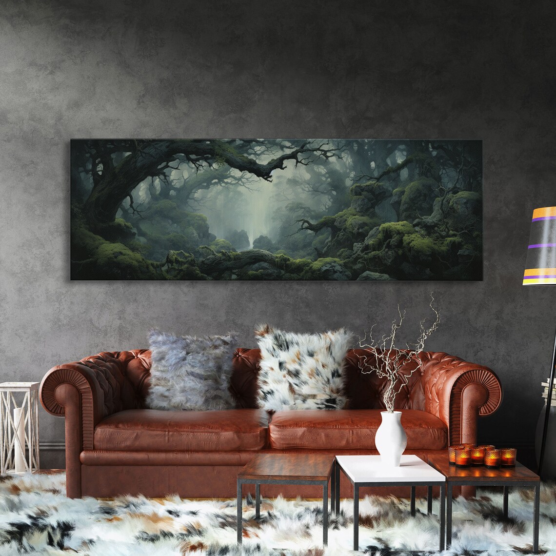 In The Forest, Panoramic Foggy Pine Forest Art Print - Image 3