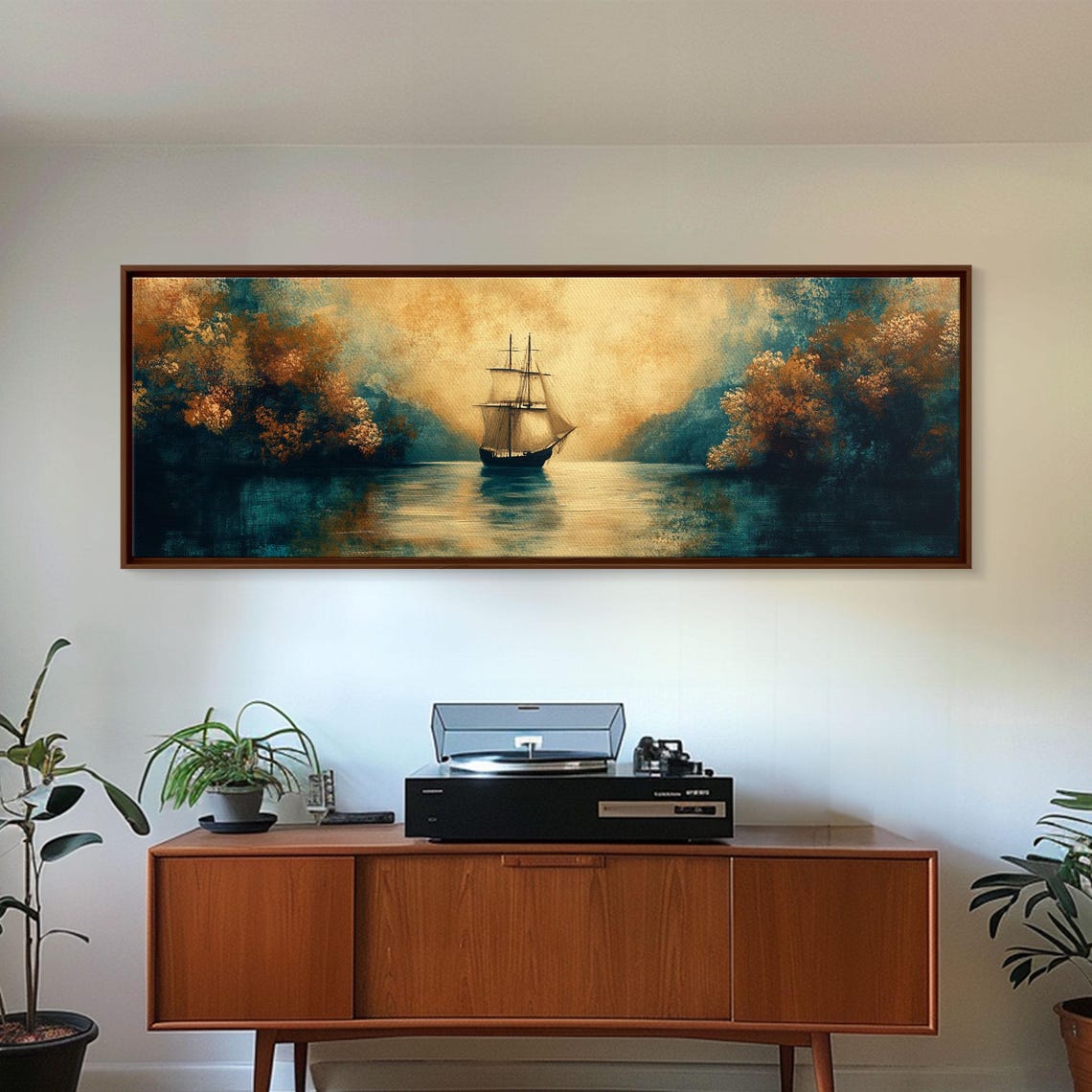 Tall Ship Sailing Golden Channel Vintage Nautical Seascape Art Print - Image 3