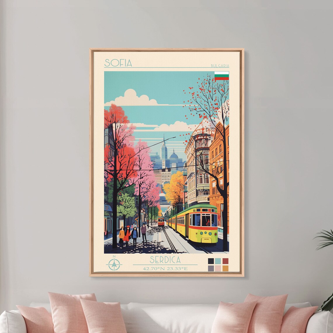 Sofia Bulgaria Travel Poster Framed Print Midcentury Modern Art Pop Art Wall Decor Home Decor Vacation Gift - Image 2