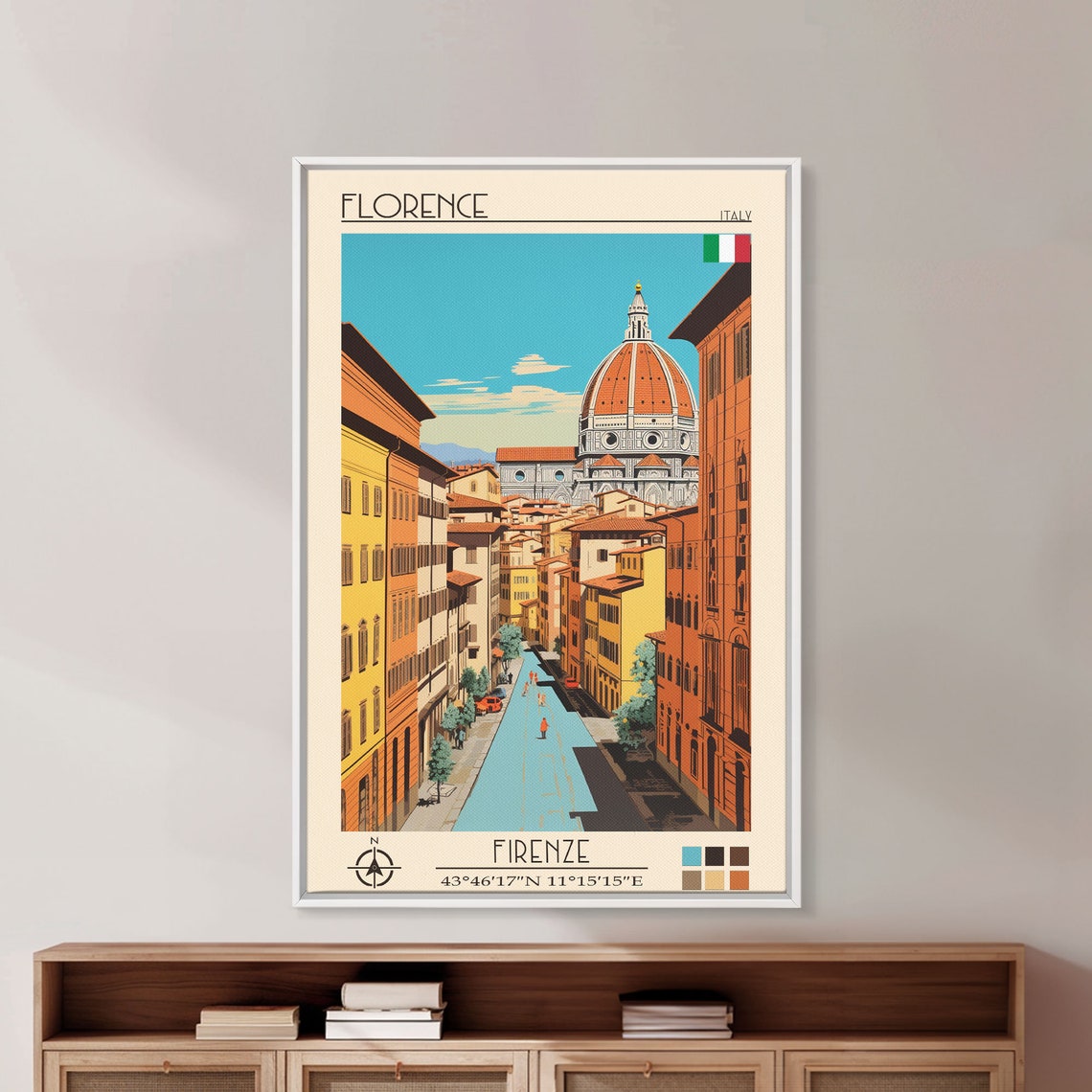 Florence Italy Cathedral Dome Old Town Rooftops Street View Poster