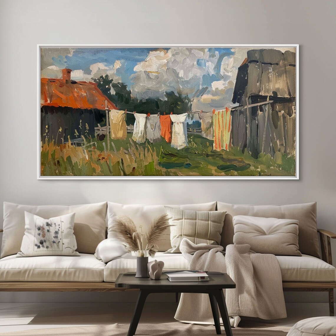 Rustic Farmhouse Clothesline Laundry Day Country Painting Art Poster - Image 4