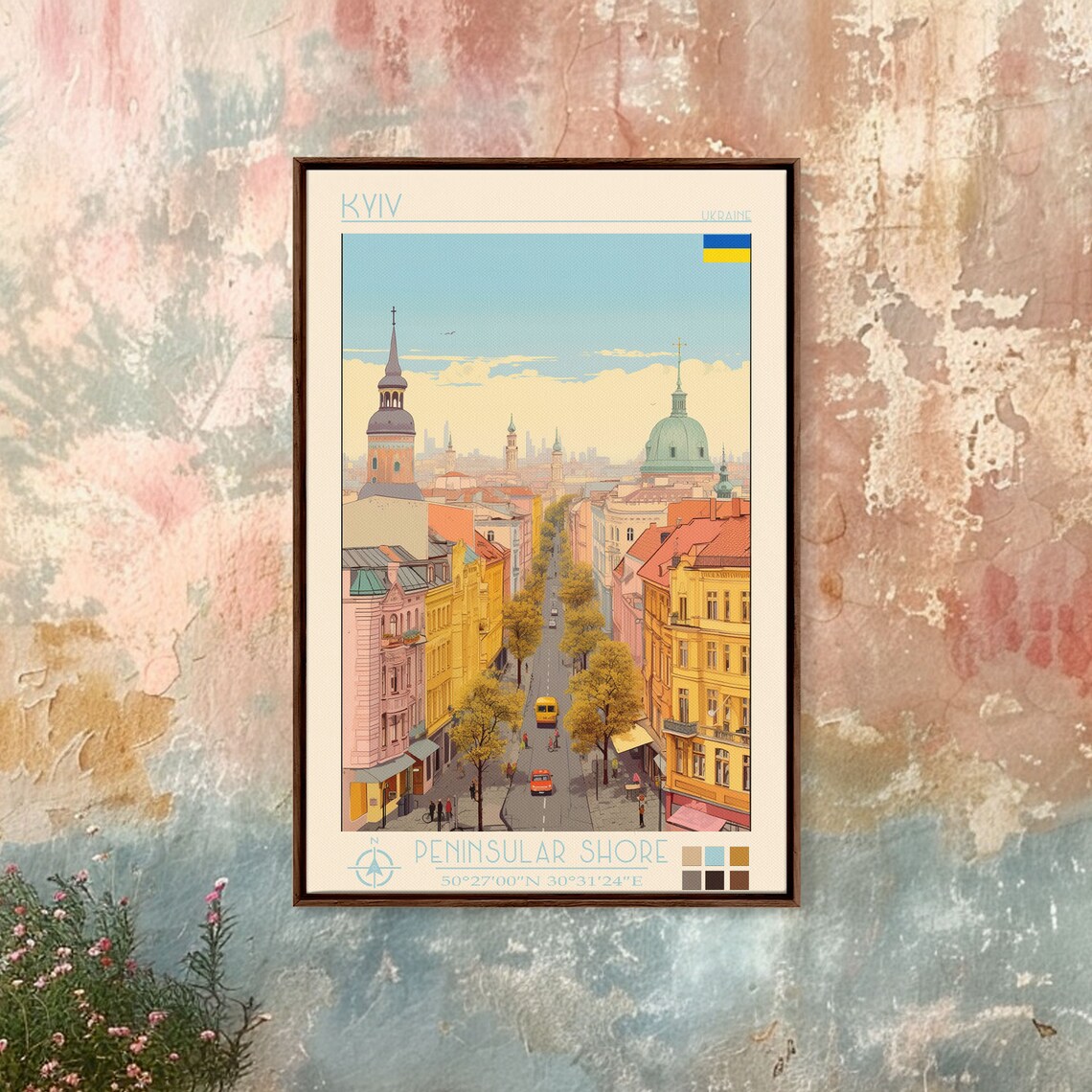 Kyiv Ukraine Sunny Avenue Church Towers Domes Old Town View Poster - Image 4