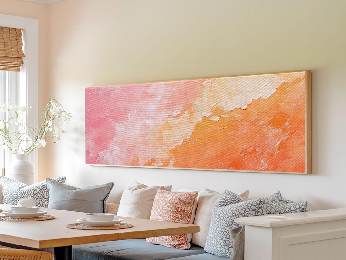 Textured Abstract Pink Print Soft Peach And Coral Wall Art Minimalist Fall Decor Vibrant Pastel Bedroom Accent Gift Idea - Image 5