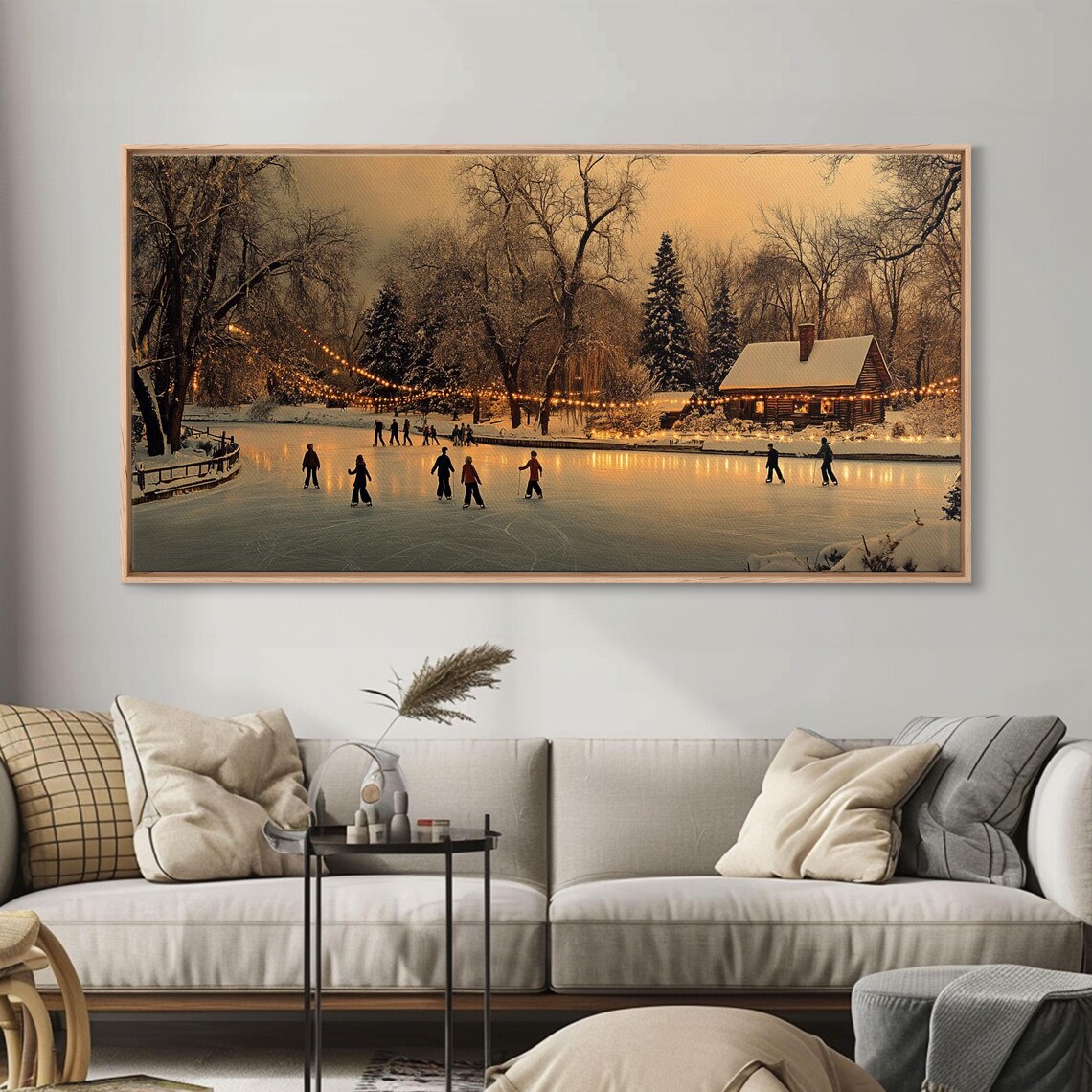 Winter Wonderland Ice Skating, Rustic Christmas Art Print - Image 4
